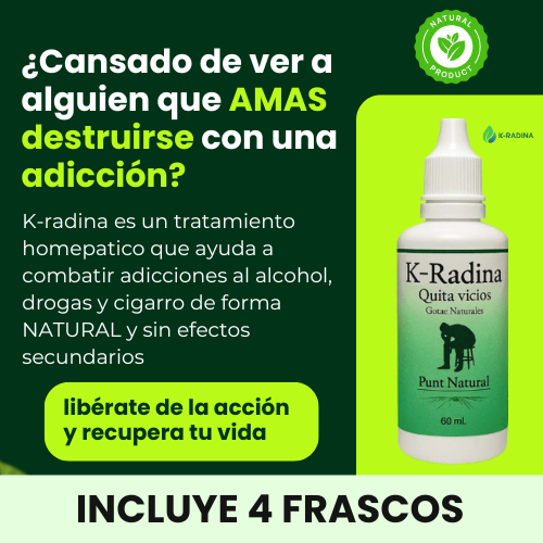 4 FRASCOS K-RADINA PARA ELIMINAR LA ADICCIÓN A VICIOS