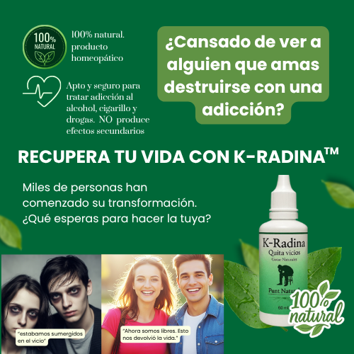 4 FRASCOS K-RADINA PARA ELIMINAR LA ADICCIÓN A VICIOS